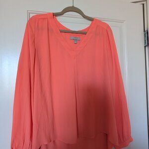 Coral Lightweight V-Neck Banana Republic Blouse: Size L